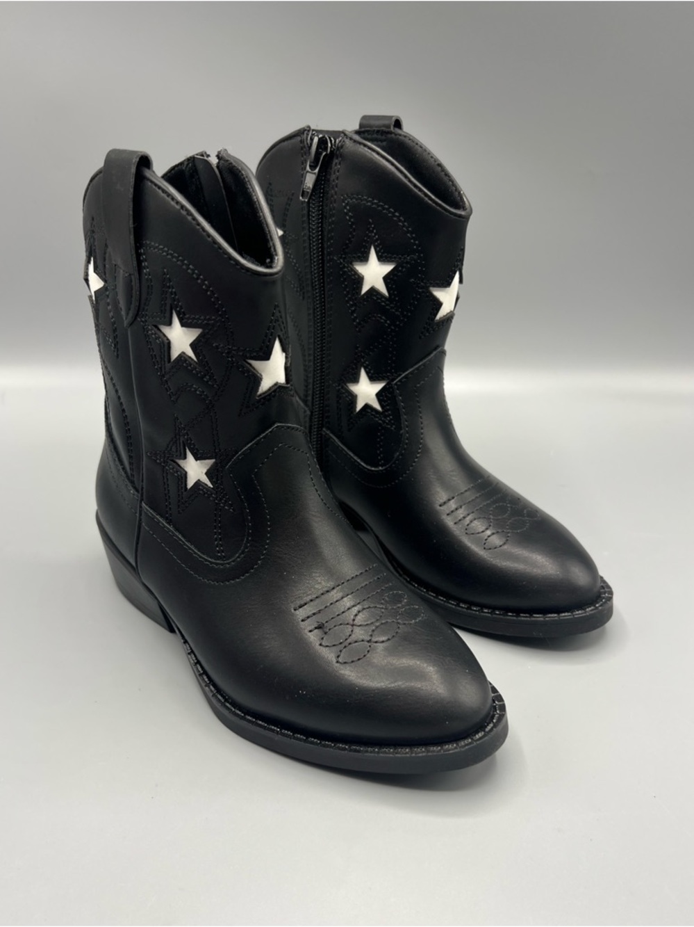 Wonder Nation Girls Star Western Black Cowgirl Boots NWT